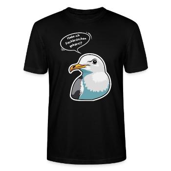 Habe ich Fischbrötchen gehört!? - Nordsee Maritim - Stanley/Stella Unisex Bio-T-Shirt CRAFTER - Schwarz - Vorne - Alina (178cm) & Michal (187cm)