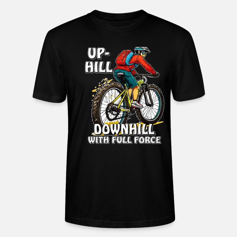 MOUNTAIN BIKER UPHILL DOWNHILL - Stanley/Stella CRAFTER Unisex Organic T-Shirt - black