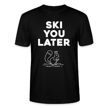 ski fahren ski you later skihase - Stanley/Stella Unisex Bio-T-Shirt CRAFTER - Schwarz - Vorne - Alina (178cm) & Michal (187cm)