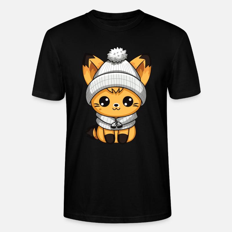 Fuchs Winter Comic - Stanley/Stella Unisex Bio-T-Shirt CRAFTER - Schwarz