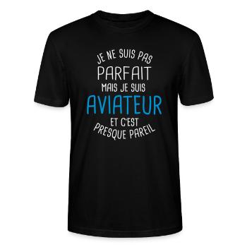 Pas parfait mais aviateur - T-shirt bio CRAFTER Stanley Stella Unisexe - noir - Devant - Alina (178cm) & Michal (187cm)