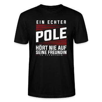 Polen - Ein Echter Pole - Stanley/Stella Unisex Bio-T-Shirt CRAFTER - Schwarz - Vorne - Alina (178cm) & Michal (187cm)
