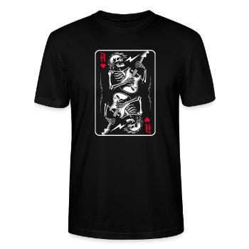 Herz As mit Knochengerüst und E-Gitarre T-Shirt - Stanley/Stella Unisex Bio-T-Shirt CRAFTER - Schwarz - Vorne - Alina (178cm) & Michal (187cm)