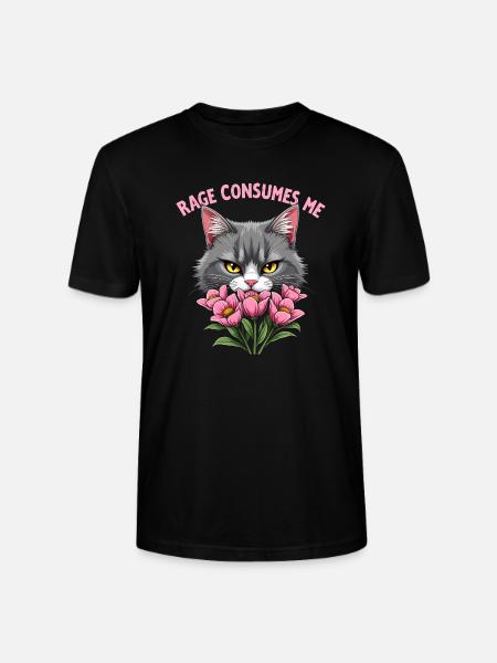 Rage Consumes Me Funny Catflower - Stanley/Stella CRAFTER Unisex Organic T-Shirt - black