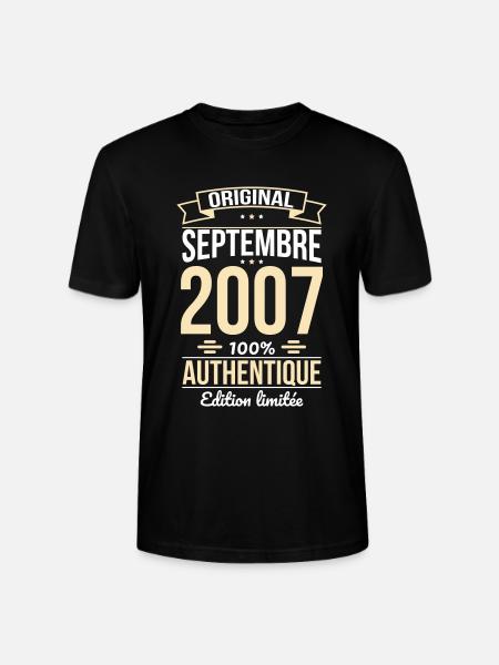 18th Birthday - Original - September 2007 - Stanley/Stella CRAFTER Unisex Organic T-Shirt - black