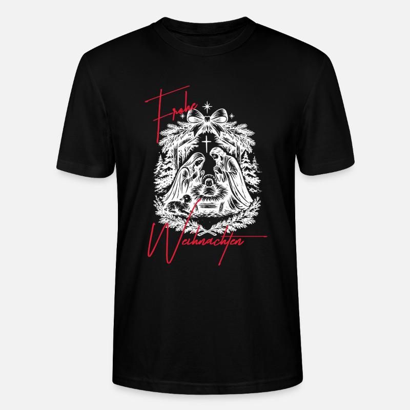 Weihnachtskrippe Schwarz Weiß - Stanley/Stella Unisex Bio-T-Shirt CRAFTER - Schwarz