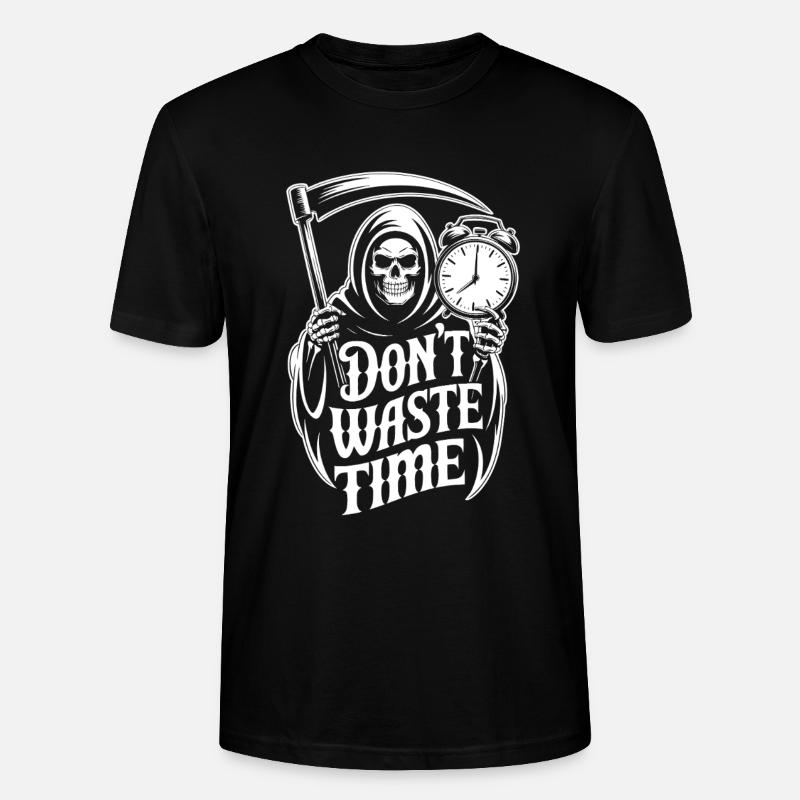 Sensenmann Uhr – Don't Waste Time Motiv - Stanley/Stella Unisex Bio-T-Shirt CRAFTER - Schwarz