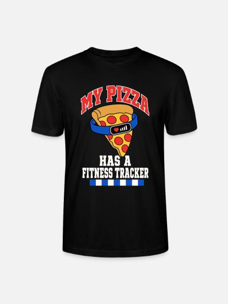 Pizza mit Fitness Tracker - Stanley/Stella Unisex Bio-T-Shirt CRAFTER - Schwarz