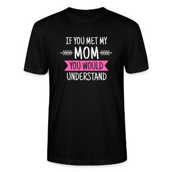 Mum mom mom gift idea - Stanley/Stella CRAFTER Unisex Organic T-Shirt - black - Front - Alina (178cm) & Michal (187cm)