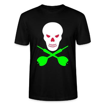 Schädel und überkreuzte Dartpfeile - Stanley/Stella Unisex Bio-T-Shirt CRAFTER - Schwarz - Vorne - Alina (178cm) & Michal (187cm)