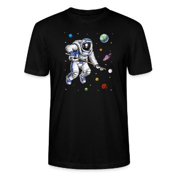 Astronaut Pool Spieler - Stanley/Stella Unisex Bio-T-Shirt CRAFTER - Schwarz - Vorne - Alina (178cm) & Michal (187cm)