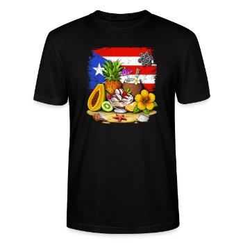 Puerto Rico Tropische Früchte - Stanley/Stella Unisex Bio-T-Shirt CRAFTER - Schwarz - Vorne - Alina (178cm) & Michal (187cm)
