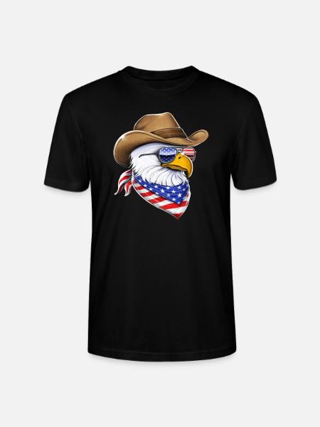American Bald Eagle Cowboy - Stanley/Stella CRAFTER Unisex Organic T-Shirt - black