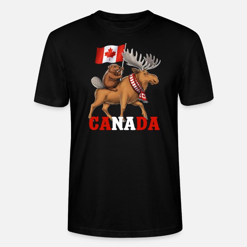 Canada Beaver Riding Moose COMPLET - T-shirt bio CRAFTER Stanley Stella Unisexe - noir