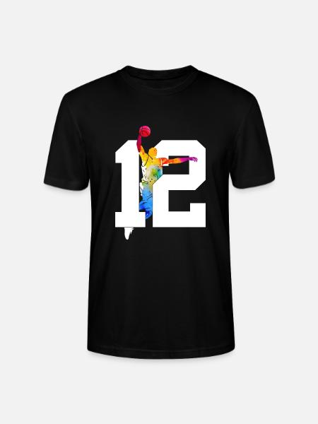NUMBER 12 BASKETBALL 12TH BIRTHDAY - Stanley/Stella CRAFTER Unisex Organic T-Shirt - black
