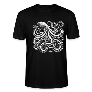 Schwarzer Oktopus - Stanley/Stella Unisex Bio-T-Shirt CRAFTER - Schwarz - Vorne - Alina (178cm) & Michal (187cm)