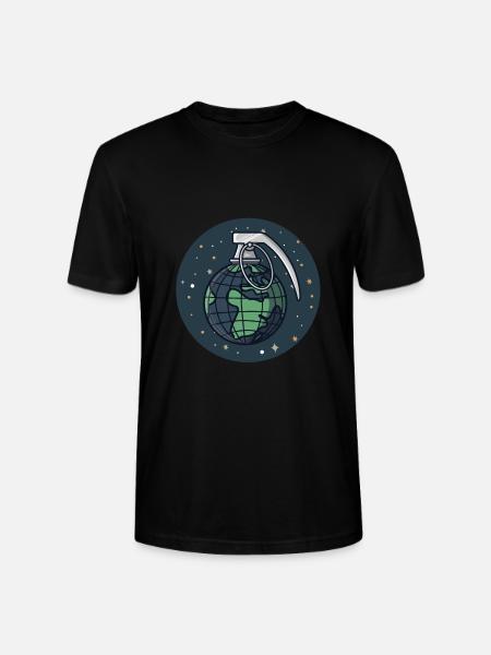 Globus Weltkugel als Granate - Stanley/Stella Unisex Bio-T-Shirt CRAFTER - Schwarz