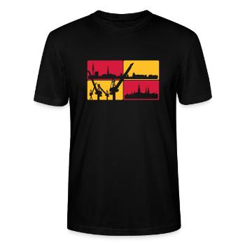 Hamburg Skyline - Stanley/Stella Unisex Bio-T-Shirt CRAFTER - Schwarz - Vorne - Alina (178cm) & Michal (187cm)