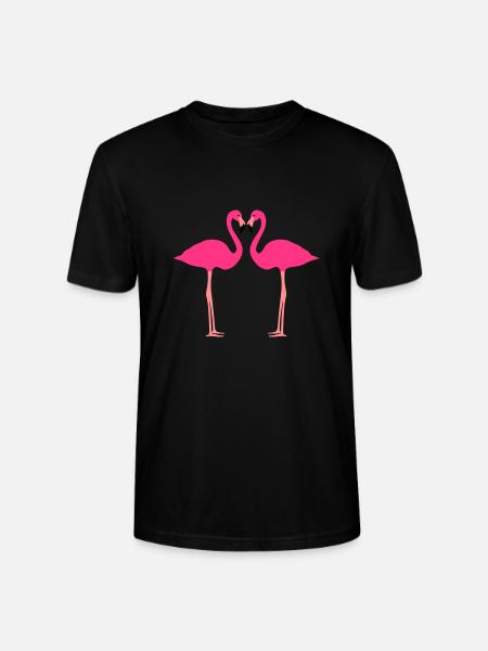Flamingos, Flamingo Herz - Stanley/Stella Unisex Bio-T-Shirt CRAFTER - Schwarz