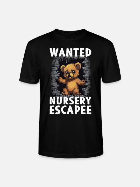 Teddy Bear on the Run Teddy Wanted Nursery Escap - Stanley/Stella CRAFTER Unisex Organic T-Shirt - black