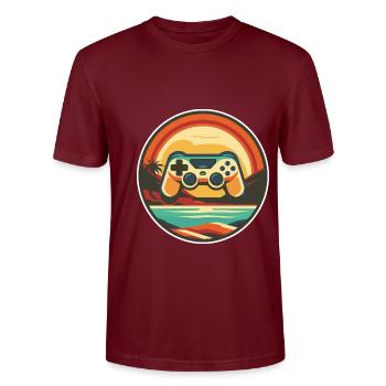 Games Illustration - Stanley/Stella CRAFTER Unisex Organic T-Shirt - burgundy - Front - Alina (178cm) & Michal (187cm)
