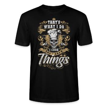 Kock, Kock, Kock, Kock, Hobby Kock - Ekologisk T-shirt CRAFTER unisex från Stanley/Stella - svart - Fram - Alina (178cm) & Michal (187cm)