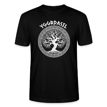 Vikings Yggdrasil Irminsul - T-shirt bio CRAFTER Stanley Stella Unisexe - noir - Devant - Alina (178cm) & Michal (187cm)
