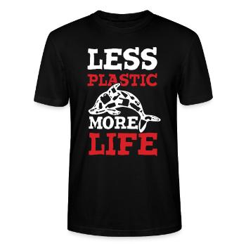 plastik save the ocean - Stanley/Stella Unisex Bio-T-Shirt CRAFTER - Schwarz - Vorne - Alina (178cm) & Michal (187cm)