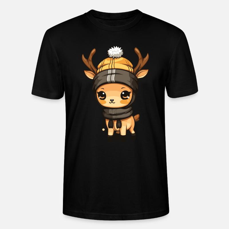 Reh Geweih Winter Comic - Stanley/Stella Unisex Bio-T-Shirt CRAFTER - Schwarz