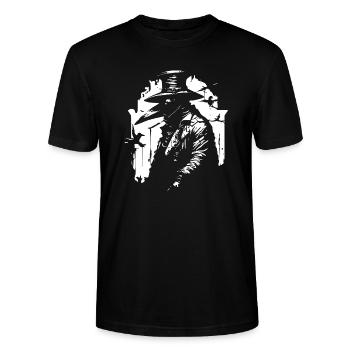 Schwarz-Weiß-Doktor-Pest-Horror-Stil - Stanley/Stella Unisex Bio-T-Shirt CRAFTER - Schwarz - Vorne - Alina (178cm) & Michal (187cm)