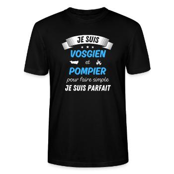 Je suis vosgien et pompier je suis parfait - T-shirt bio CRAFTER Stanley Stella Unisexe - noir - Devant - Alina (178cm) & Michal (187cm)