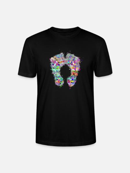 Feet footprints brightly glowing - Stanley/Stella CRAFTER Unisex Organic T-Shirt - black