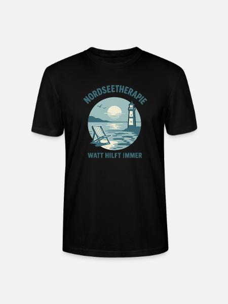 Nordseetherapie - Watt hilft immer - Stanley/Stella Unisex Bio-T-Shirt CRAFTER - Schwarz