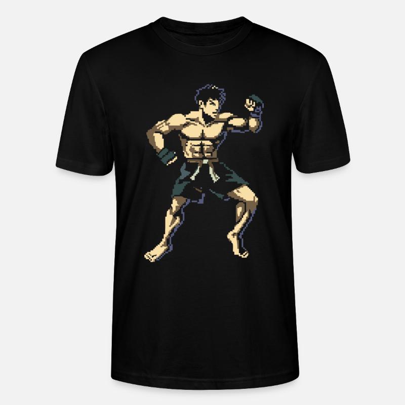 Kickboxer Pixel Grafik - Stanley/Stella Unisex Bio-T-Shirt CRAFTER - Schwarz