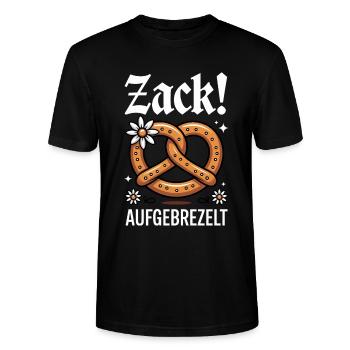 Pretzel Flowers Edelweiss Zack Dressed Up - Stanley/Stella CRAFTER Unisex Organic T-Shirt - black - Front - Alina (178cm) & Michal (187cm)