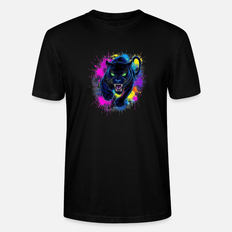 Neon Panther Farbexplosion - Stanley/Stella Unisex Bio-T-Shirt CRAFTER - Schwarz
