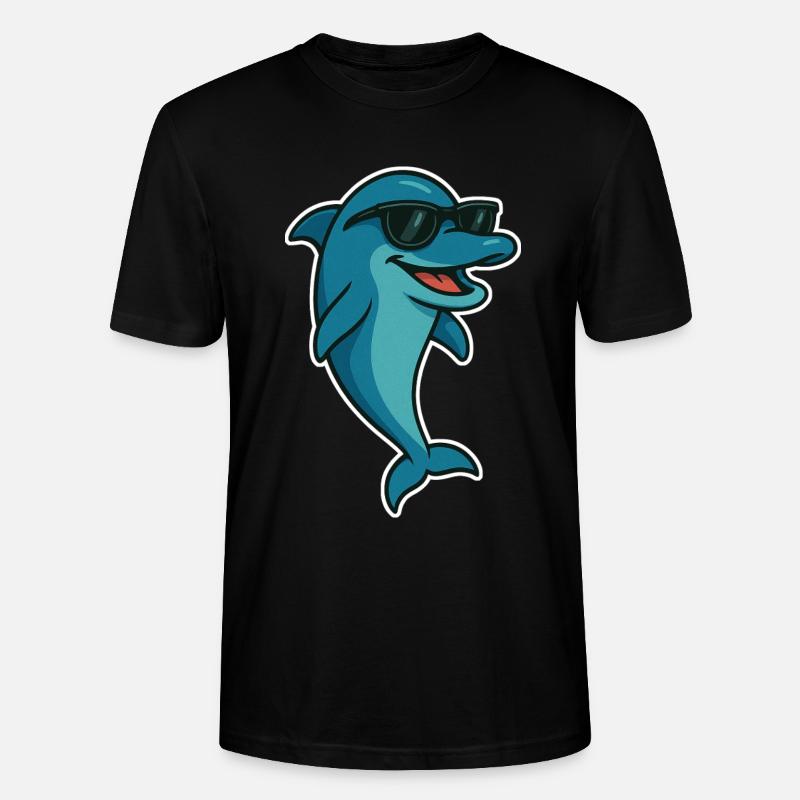 Delfin mit Sonnebrille - Stanley/Stella Unisex Bio-T-Shirt CRAFTER - Schwarz