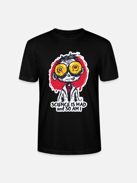 Wide-Eyed Mad Scientist Sticker - Stanley/Stella CRAFTER Unisex Organic T-Shirt - black