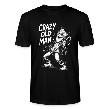 Old Man Pensioner Gift Funny Crazy Old Man - Stanley/Stella CRAFTER Unisex Organic T-Shirt - black - Front - Alina (178cm) & Michal (187cm)