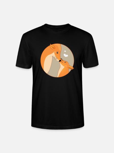 Animal Fox Love Familie Mor Barn Far - Stanley Stella CRAFTER unisex økologisk-T-shirt - sort