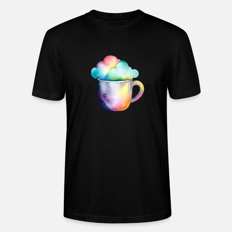 Rainbow coffee with a cloud - Stanley/Stella CRAFTER Unisex Organic T-Shirt - black
