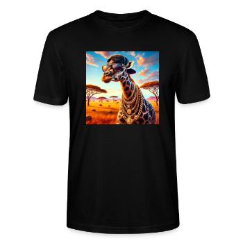 G-Raffe | Animal Rapper Collection - Stanley/Stella CRAFTER Unisex Organic T-Shirt - black - Front - Alina (178cm) & Michal (187cm)