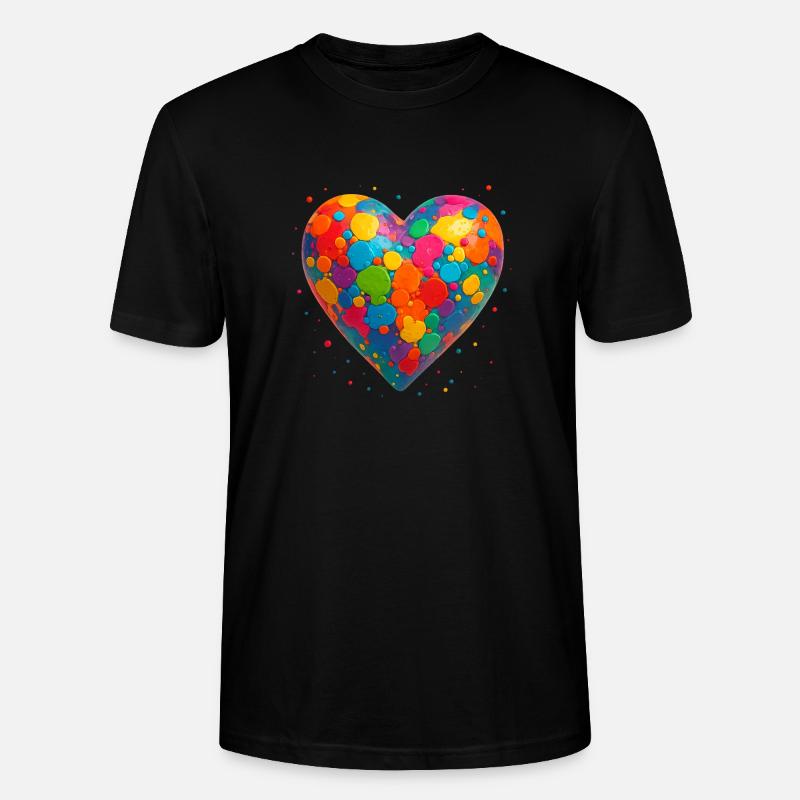 Herz Farbenfroh - Stanley/Stella Unisex Bio-T-Shirt CRAFTER - Schwarz