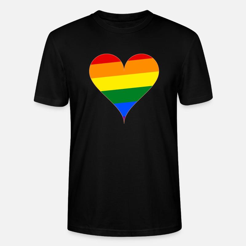 Herz Regenbogen Flagge Geschenk - Stanley/Stella Unisex Bio-T-Shirt CRAFTER - Schwarz