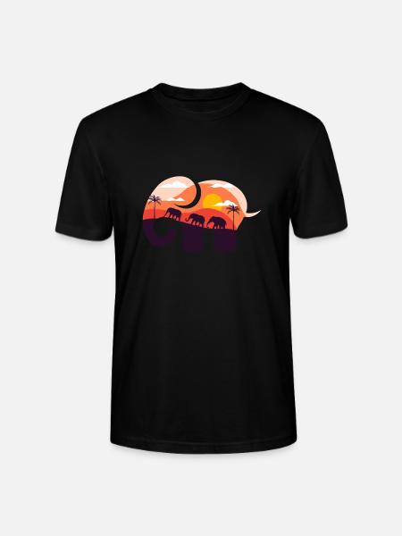 Elephant savannah sunset - Stanley/Stella CRAFTER Unisex Organic T-Shirt - black