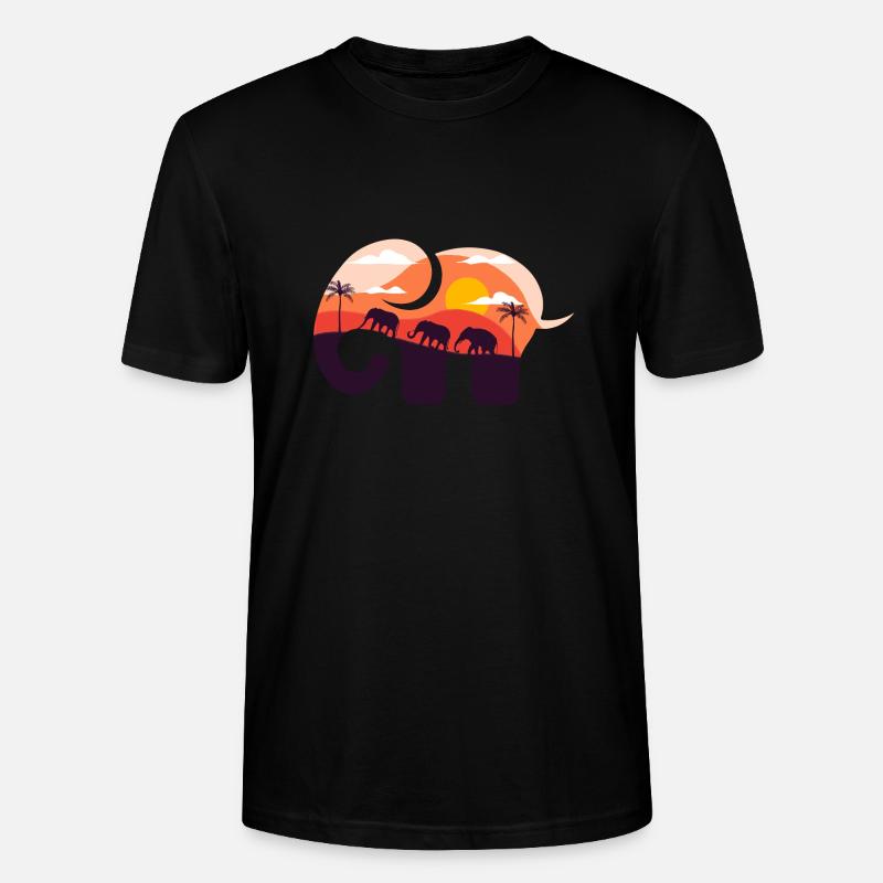 Coucher de soleil savane éléphant - T-shirt bio CRAFTER Stanley Stella Unisexe - noir