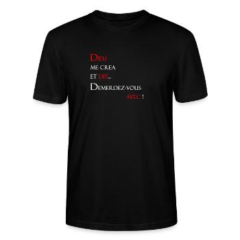 Dieu me créa et dit... démerdez-vous avec - T-shirt bio CRAFTER Stanley Stella Unisexe - noir - Devant - Alina (178cm) & Michal (187cm)
