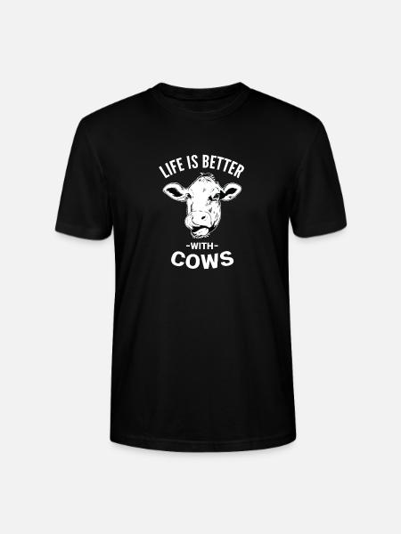 Life is better with cows - Stanley/Stella CRAFTER Unisex Organic T-Shirt - black