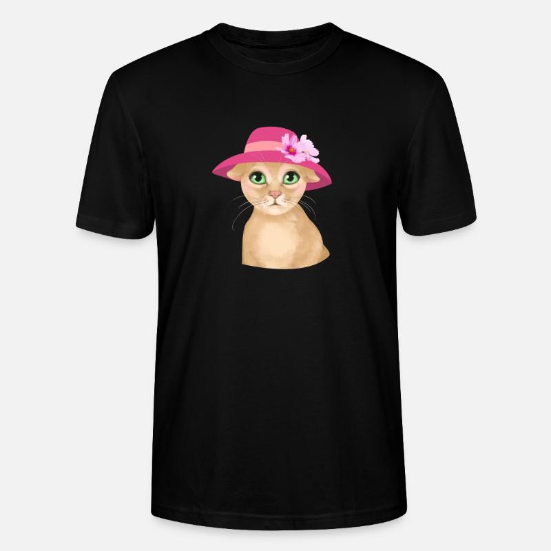 Chat avec chapeau et fleur - T-shirt bio CRAFTER Stanley Stella Unisexe - noir
