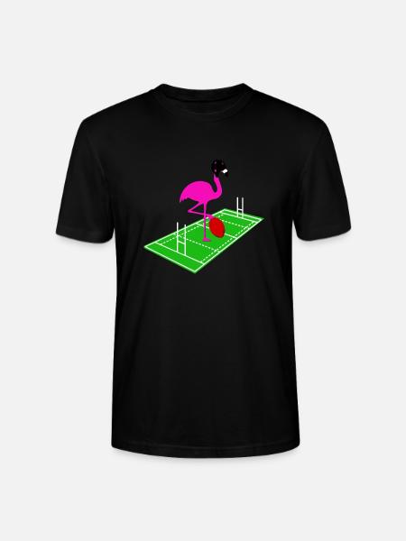 Rugby Flamingo - Stanley/Stella CRAFTER Unisex Organic T-Shirt - black
